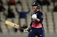 Cricket - England vs West Indies - First One Day International - Emirates Old Trafford, Manchester, Britain - September 19, 2017 England's Jonny Bairstow celebrates his century Action Images via Reuters/Jason Cairnduff