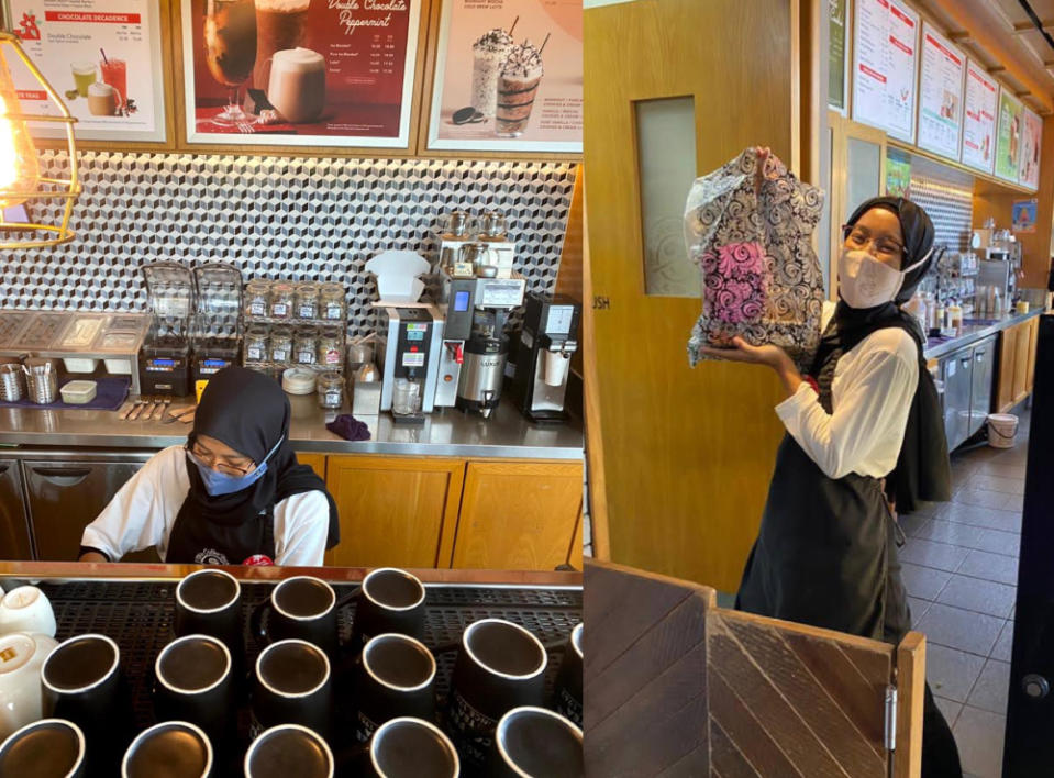 Anisa saw an opportunity to become a barista after flights were grounded due to the pandemic last year. — Picture courtesy of AirAsia