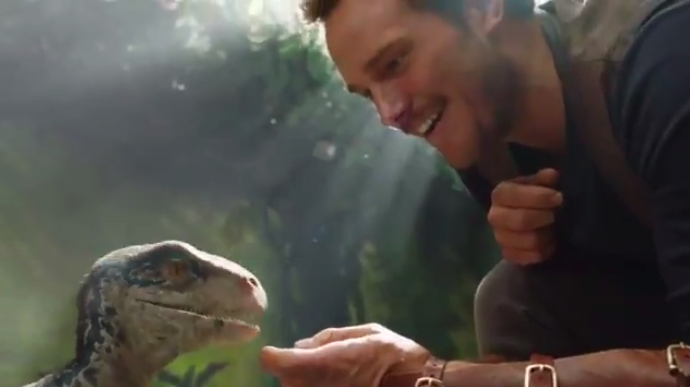 The first footage of “Jurassic World 2” is here, and it’s just Chris Pratt petting a dinosaur