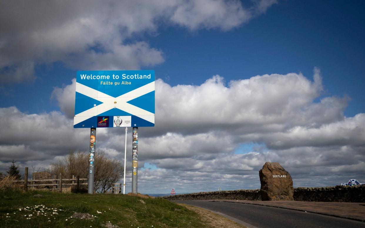 The Scotland-England border on the A68 near Jedburgh in the Scottish Borders - PA