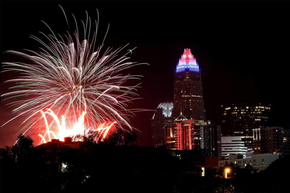 Fireworks from WBT’s SkyShow will light up the Charlotte skyline on July 4.