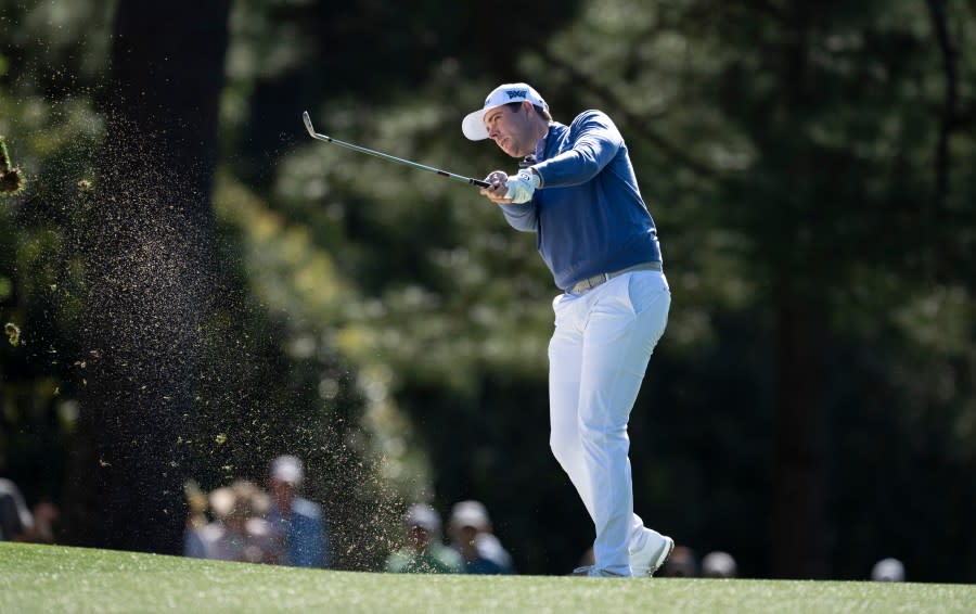 Luke List of the United States plays a stroke from the No. 1 fairway during the third round of the 2024 Masters Tournament at Augusta National Golf Club, Saturday, April 13, 2024. (Photo courtesy: Augusta National Golf Club)