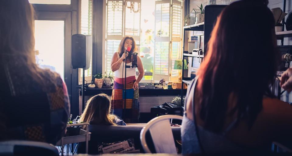 Wild Root Coffee & Apothecary in Lynn Haven, shown at a previous event, hosts poetry readings every Tuesday. Lew Griffin of Panama City will host an inaugural poetry slam competition at Wild Root on Sept. 2.