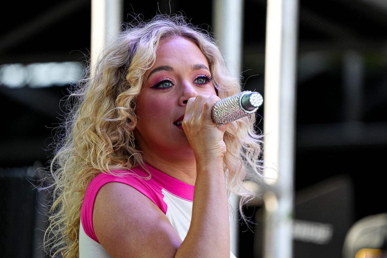 Megan Moroney performs on the Pony Up stage at the Two Step Inn country music festival at San Gabriel Park on Sunday, April 21, 2024 in Georgetown, Texas.