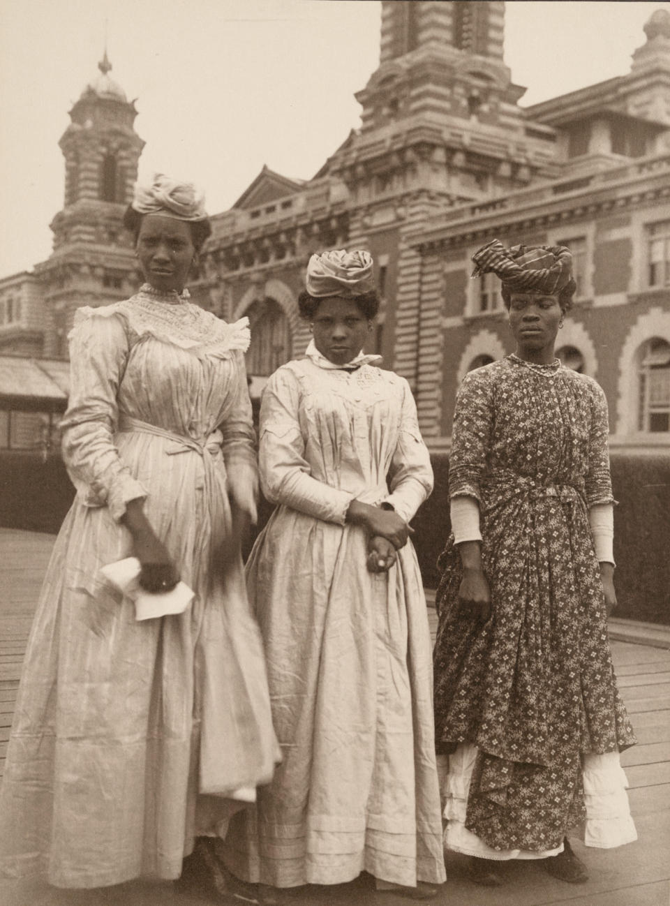 <p>Three women from Guadeloupe. (Photograph by Augustus Sherman/New York Public Library) </p>