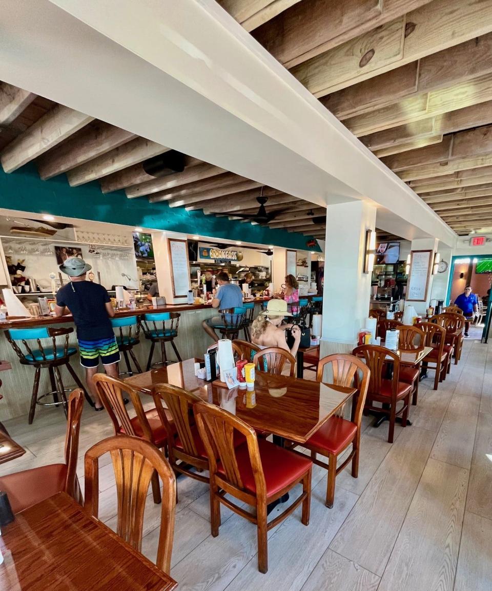 Walk up from the beach and right into the completely redone dining room at Doc's Beach House in Bonita Springs.