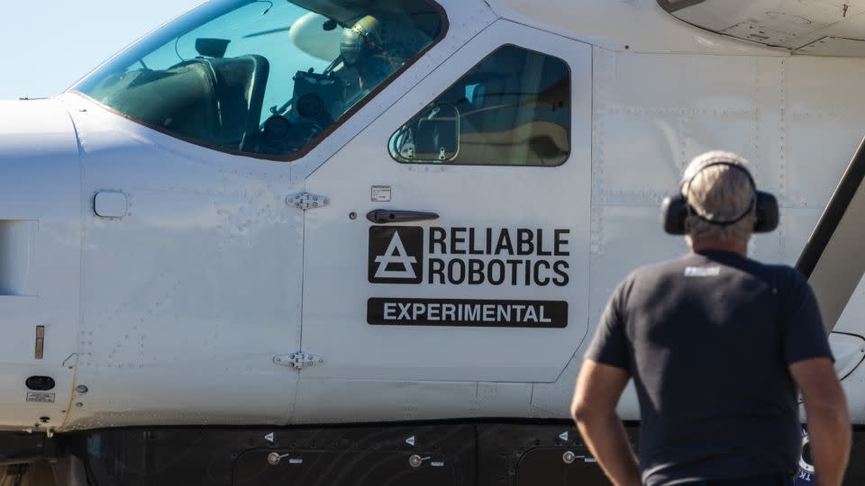 The crew preparing the Cessna Caravan for the unmanned flight. - Killian Page/Reliable Robotics