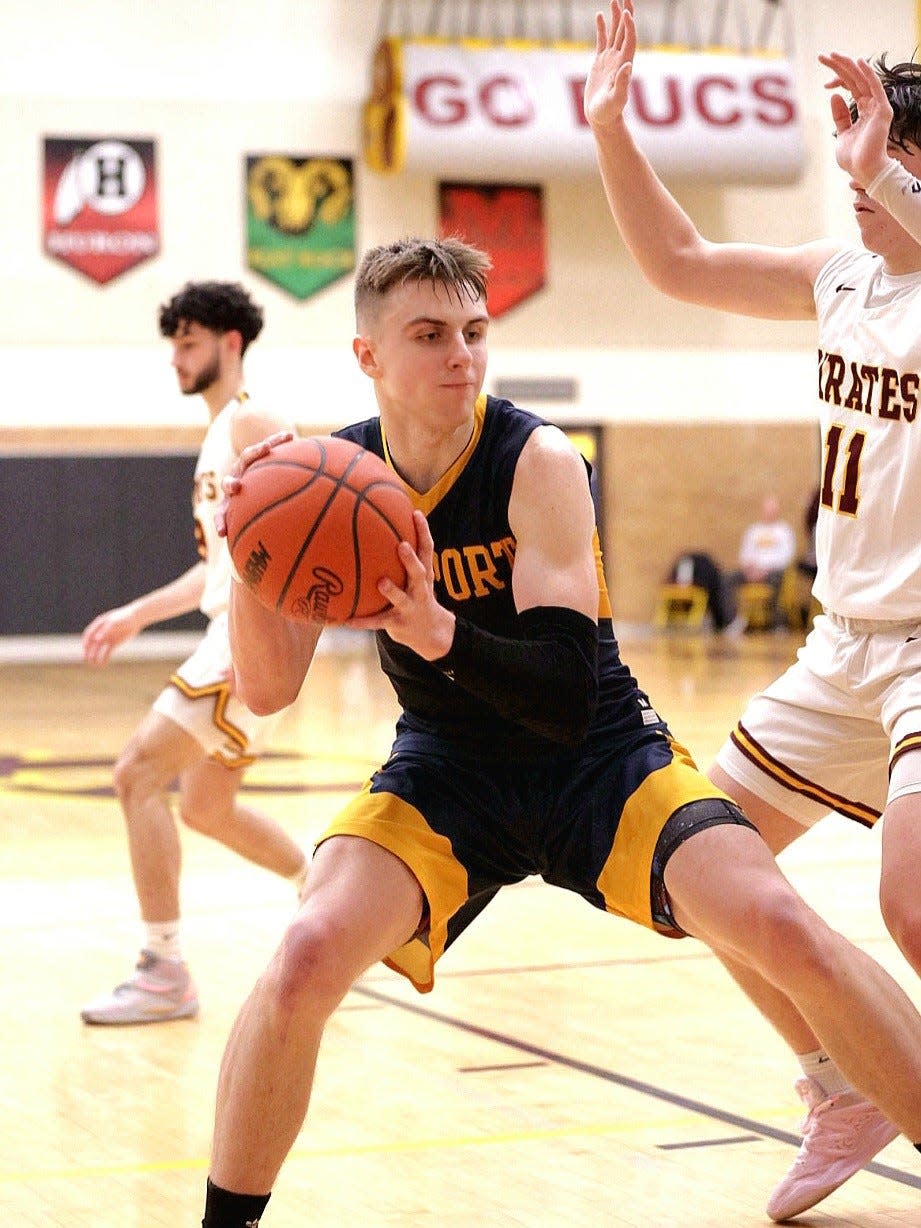 Airport's Joel Westaway looks to power up a shot against Riverview.