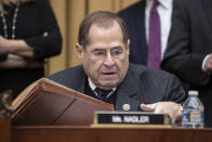 Rep. Jerrold Nadler, D-N.Y., the top Democrat on the House Judiciary Committee, arrives for the testimony of Google CEO Sundar Pichai about the internet giant's privacy security and data collection, on Capitol Hill in Washington, Tuesday, Dec. 11, 2018. Nadler is the incoming chairman of the Judiciary panel when the Domocrats take over the majority role in January. (AP Photo/J. Scott Applewhite)