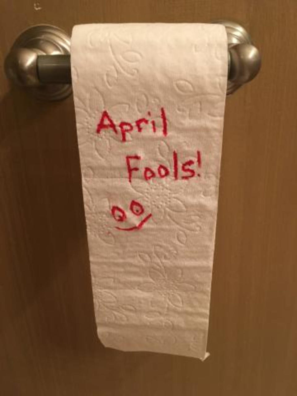 april fools message on toilet paper  (Amanda Mushro )