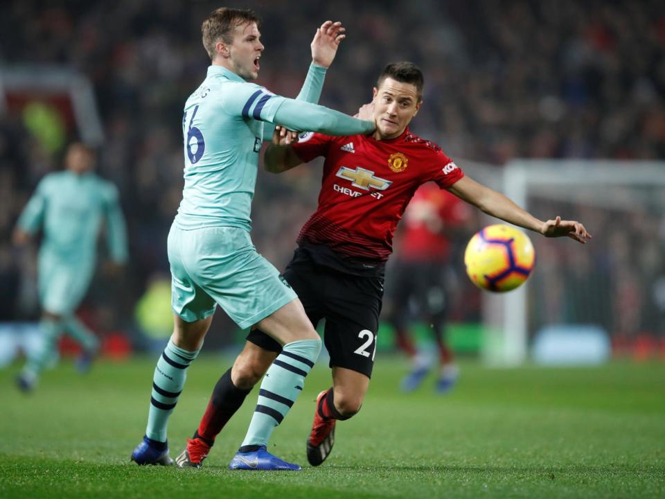 Ander Herrera in action against Arsenal last night: Action Images via Reuters