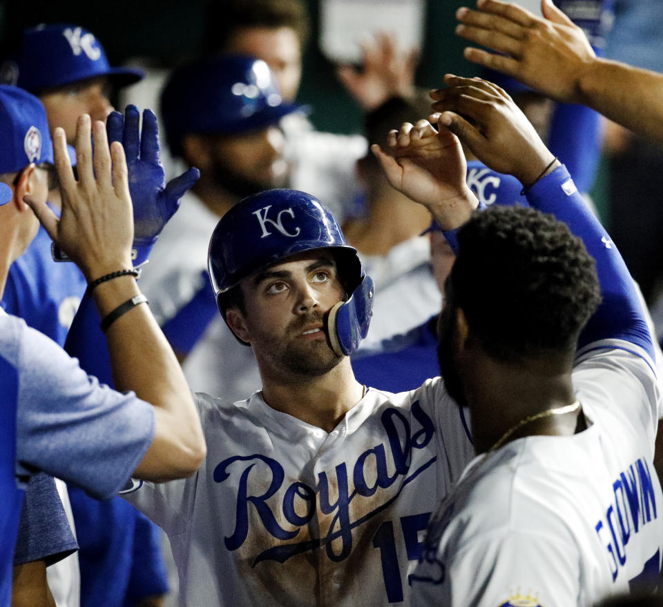 Kansas City Royals’ Whit Merrifield (AP Photo/Charlie Riedel)