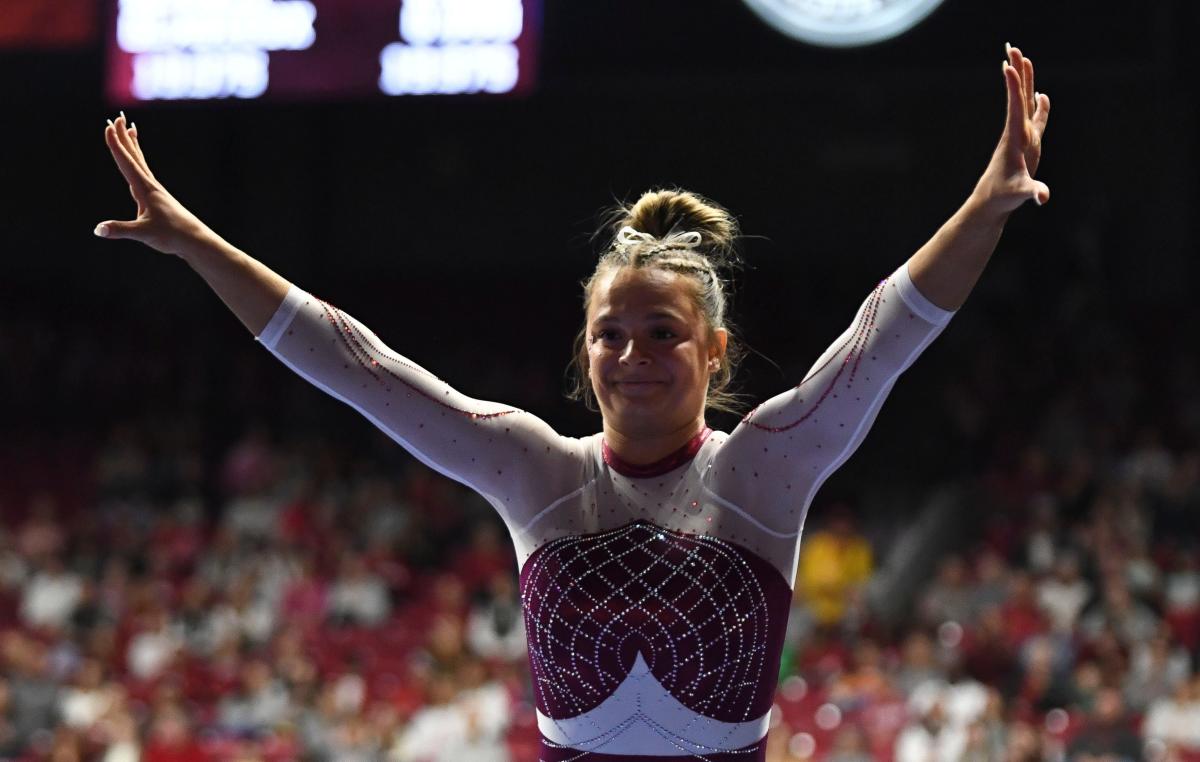 No. 3 Alabama gymnastics ties with No. 4 Arkansas in another top-five ...