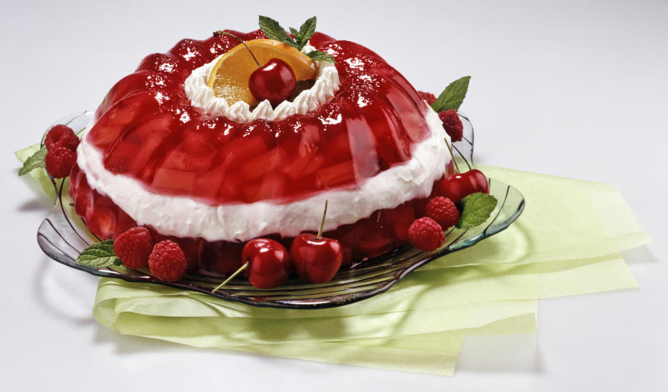 jello dessert with fruit