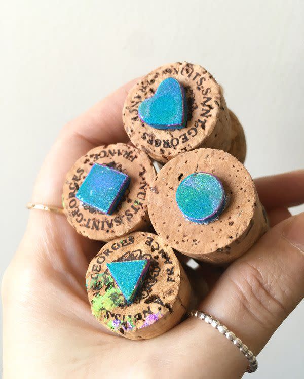 earth day crafts wine cork foam stamps