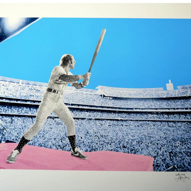 Elton John Home Run: Dodger Stadium 1975 screen print with diamond dust -  David Studwell