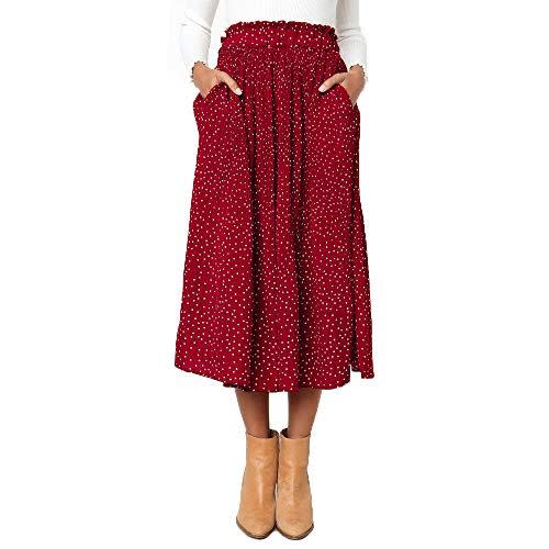 18) High-Waist Polka Dot Pleated Skirt