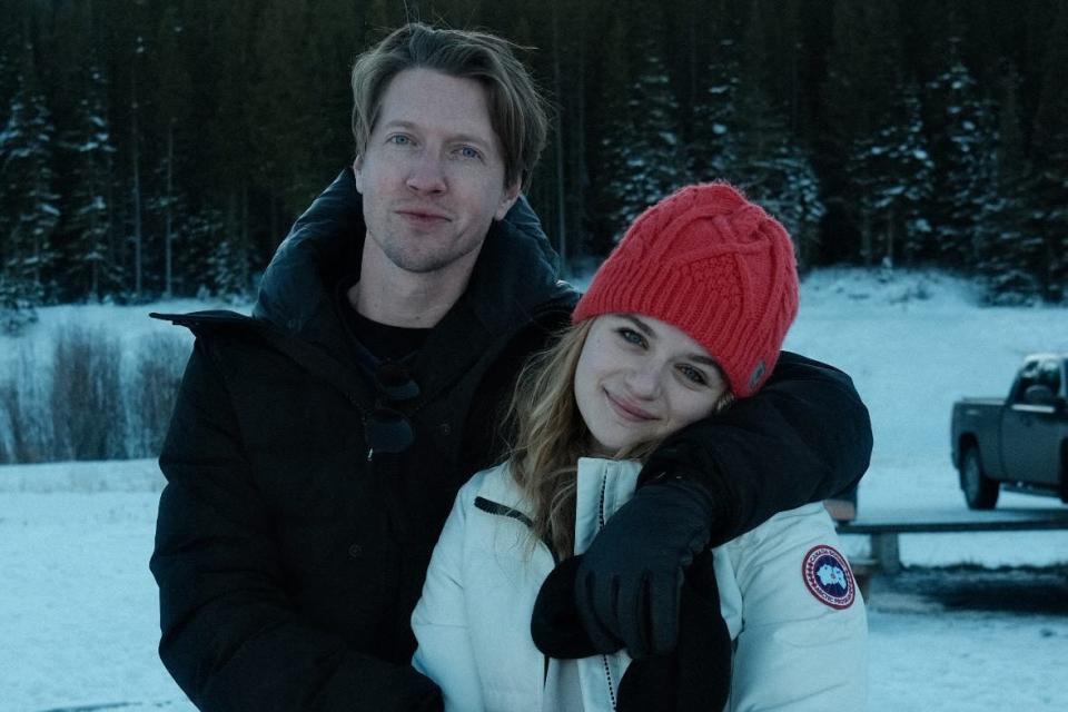 Joey King poses with her husband, Steven Piet, from snowy vacation