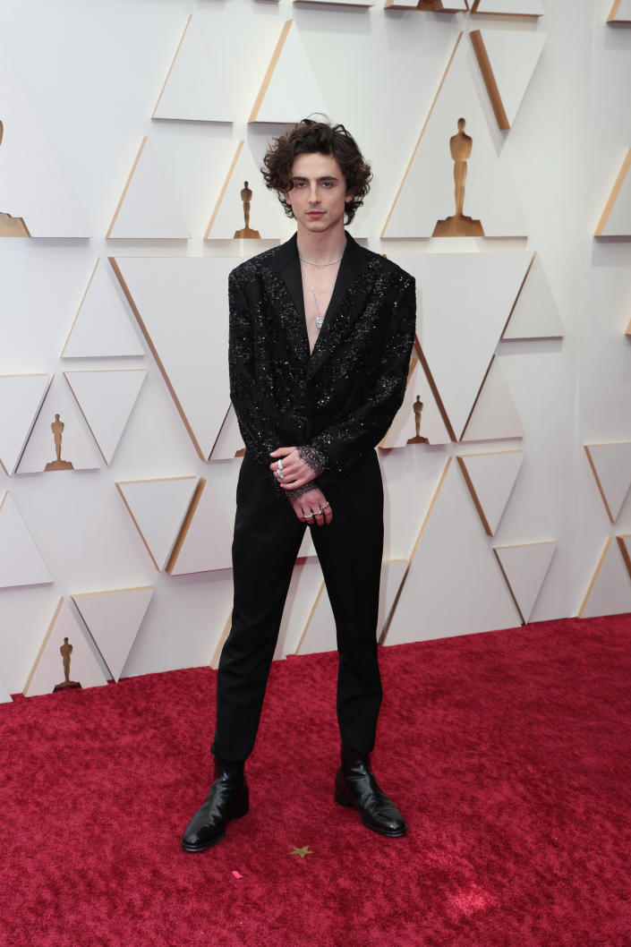 Timothee Chalamet on the Oscars Red Carpet 2022