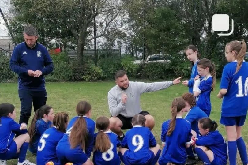 Photo shows Liam Conlon coaching one of the academy teams