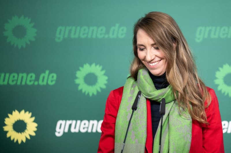 Alliance 90/The Greens Managing Director Emily Buening speaks at a press conference. Hannes P Albert/dpa