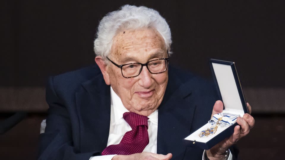 Kissinger receives the "Bavarian Order of Maximilian for Science and the Arts" during a reception in Fuerth, Germany, June 20, 2023. - Daniel Vogl/dpa/AP