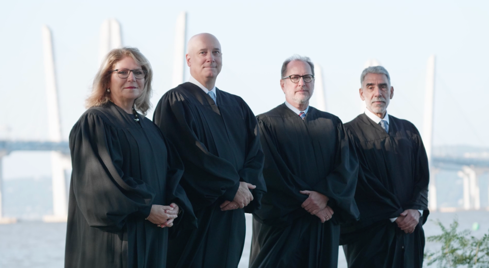 Democrats swept all four state Supreme Court judgeship contested Nov. 7, 2023 in the 9th Judicial District. From right, incumbent state Supreme Court Justices Francesca Connolly and Charles Wood and Rockland County Judges Rolf Thorsen and Larry Schwartz.