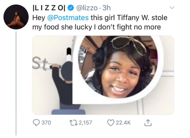 Lizzo Postmates Tiffany Wells Erased Twitter Post