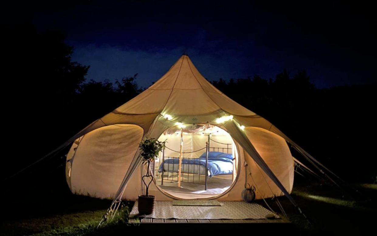 A tent on the Secret Garden site looks like the perfect love nest but lacks privacy for passionate couples