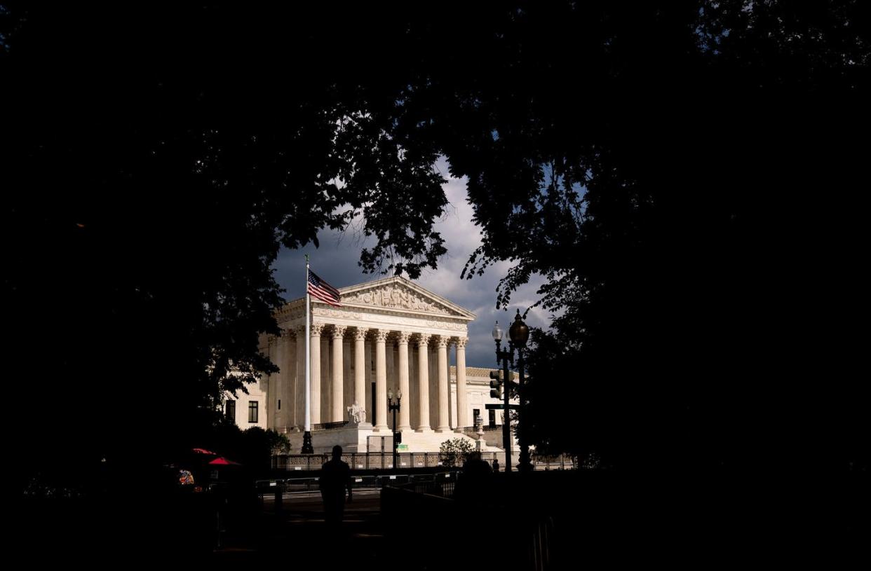 <span class="caption">Supreme Court decides to upend 50 years of abortion rights.</span> <span class="attribution"><a class="link " href="https://www.gettyimages.com/detail/news-photo/the-us-supreme-court-in-washington-dc-on-june-14-2022-the-news-photo/1241314743?adppopup=true" rel="nofollow noopener" target="_blank" data-ylk="slk:Stefani Reynolds/AFP via Getty Images);elm:context_link;itc:0;sec:content-canvas">Stefani Reynolds/AFP via Getty Images)</a></span>