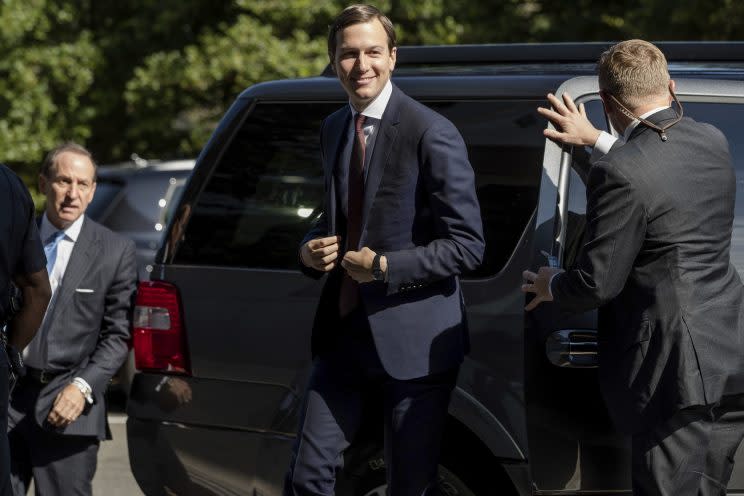 White House senior adviser Jared Kushner arrives on Capitol Hill in Washington, Monday, July 24, 2017, to meet behind closed doors before the Senate Intelligence Committee on the investigation into possible collusion between Russian officials and the Trump campaign.