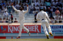 Cricket - India v Australia - Third Test cricket match - Jharkhand State Cricket Association Stadium, Ranchi, India - 17/03/17 - India's Ravindra Jadeja (L) celebrates after dismissing Australia's Matthew Wade. REUTERS/Adnan Abidi