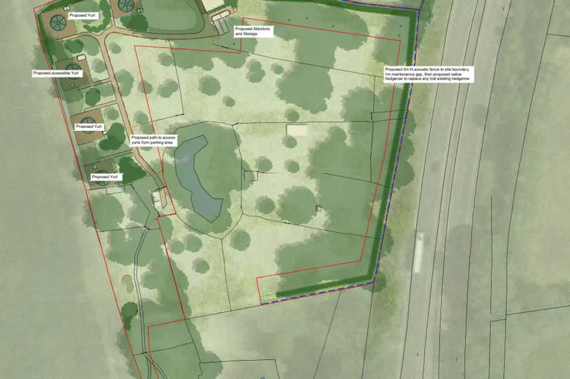 Plans for the glamping area, located above the existing buildings at Barleymow Farm.