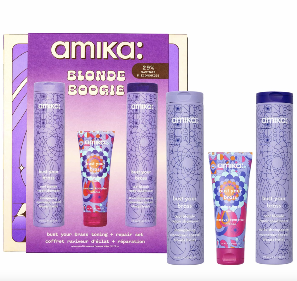 amika Blonde Boogie Bust Your Brass Toning + Repair Hair Set (Photo via Sephora)

