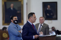 Rep. Rafael Anchia, D-Dallas, speaks against HB 6, an election bill, in the House Chamber at the Texas Capitol in Austin, Texas, Thursday, May 6, 2021. (AP Photo/Eric Gay)