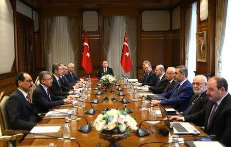 Turkish President Tayyip Erdogan chairs a security meeting in Ankara, Turkey January 23, 2018. Kayhan Ozer/Presidential Palace/Handout via REUTERS