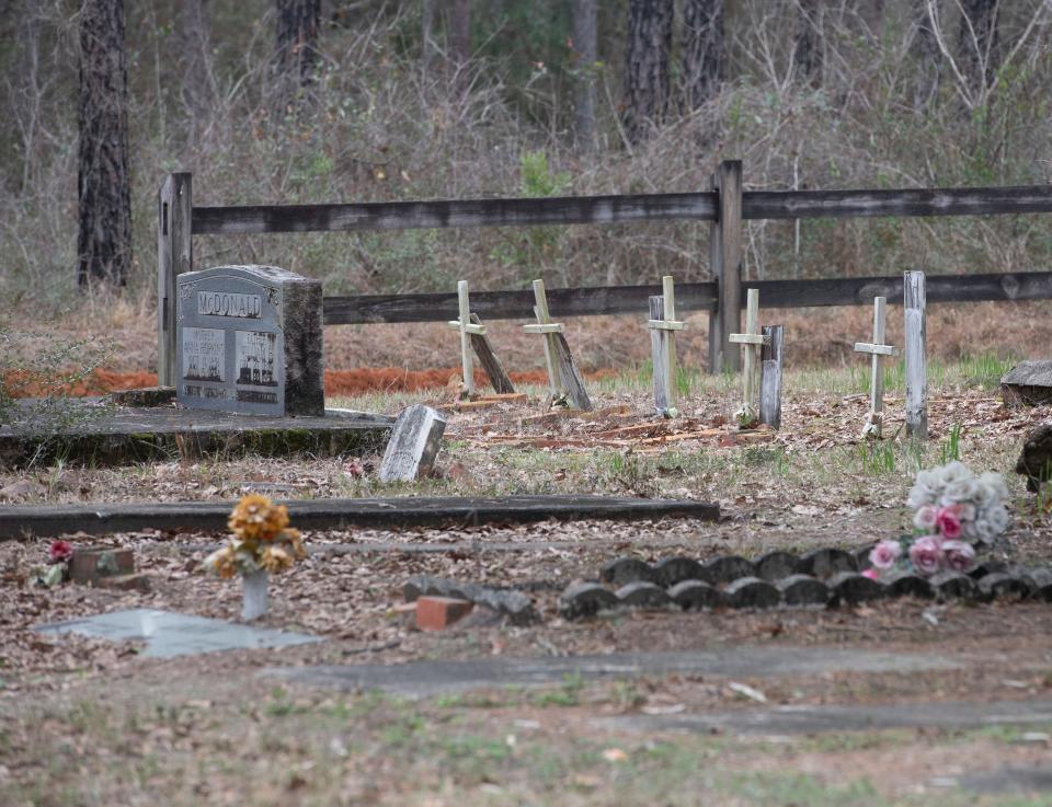 Many of the marked gravesites in the old Muscogee Cemetery off River Annex Road have fallen into disrepair and neglect. 
