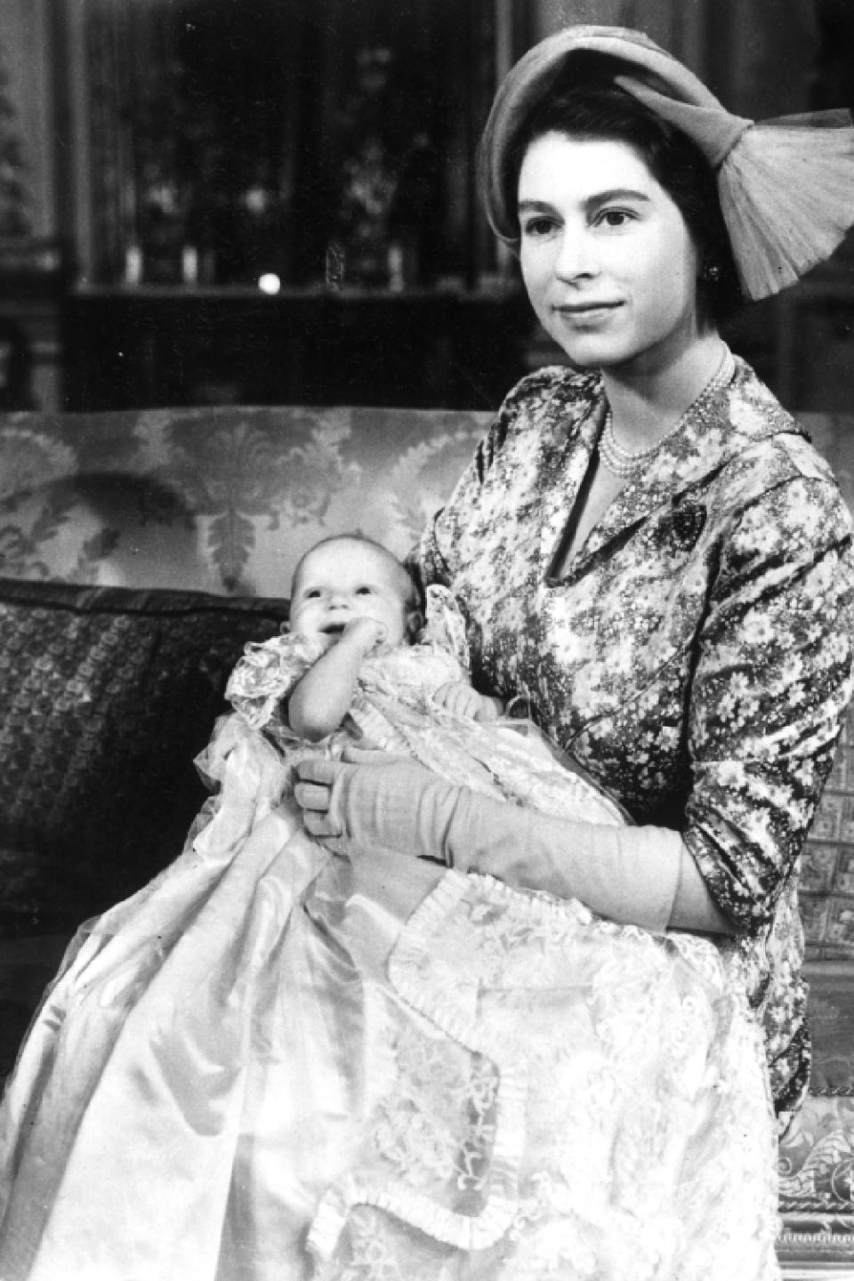 Queen Elizabeth with Princess Anne as a baby