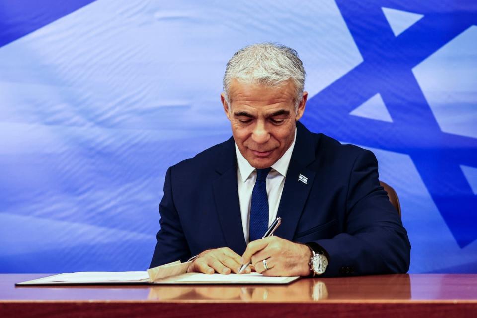 File - Outgoing Israeli Prime Minister Yair Lapid (AP)