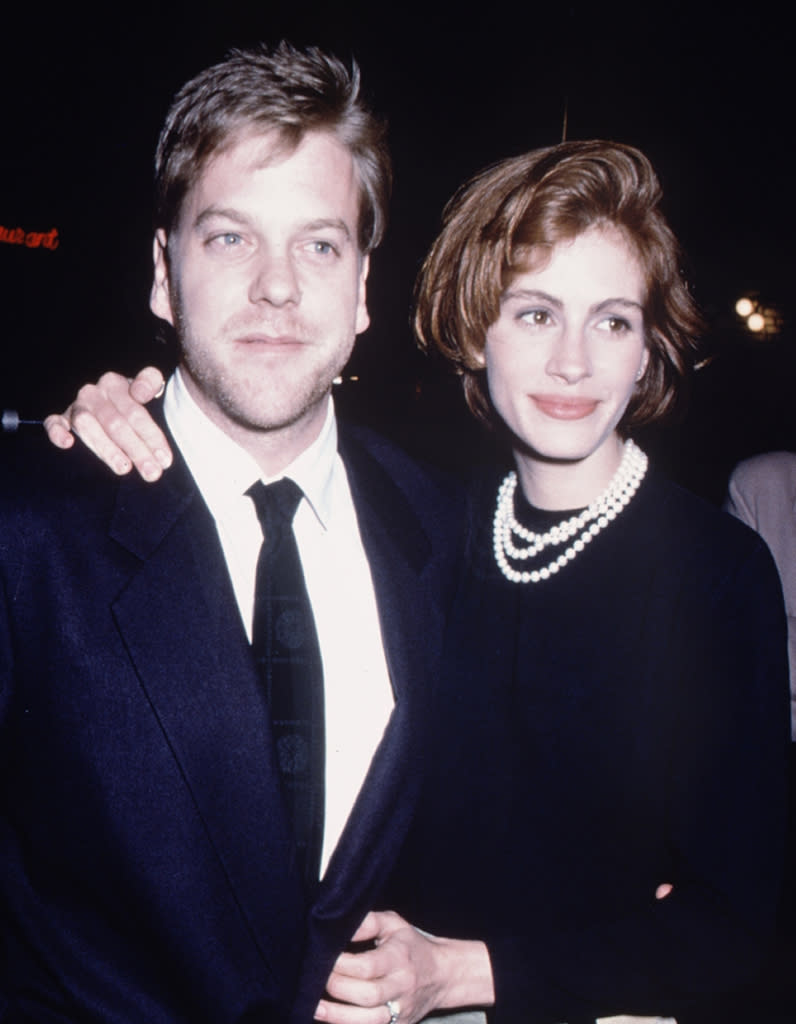 Avec son ex petit ami l'acteur Kiefer Sutherland en 1990