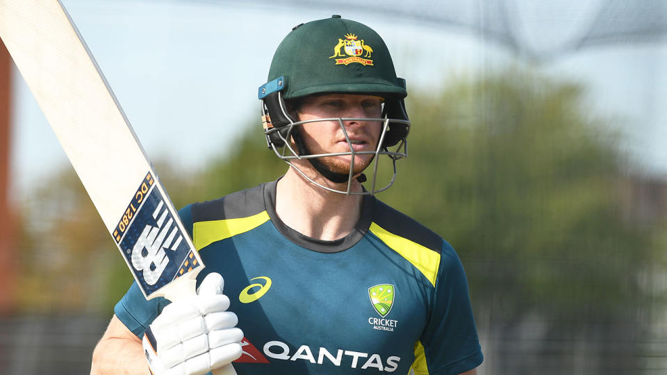 Pictured here, batsman Steve Smith during a net session for Australia.