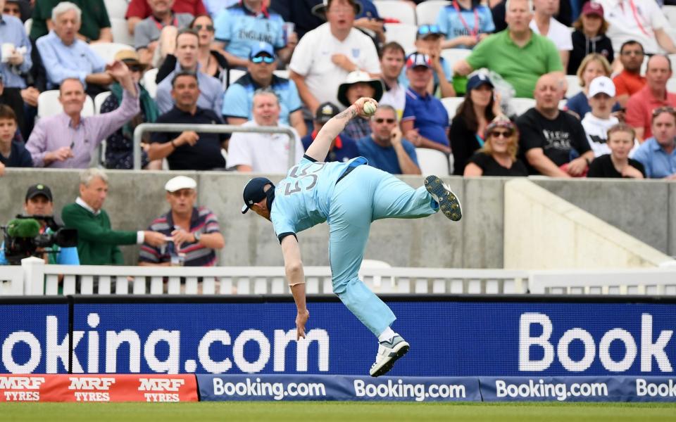 Ben Stokes of England takes a catch to dismiss Andile Phehlukwayo of South Africa - Stu Forster-IDI/IDI via Getty Images