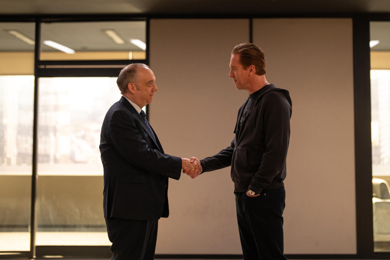 Paul Giamatti and Damian Lewis in Billions.