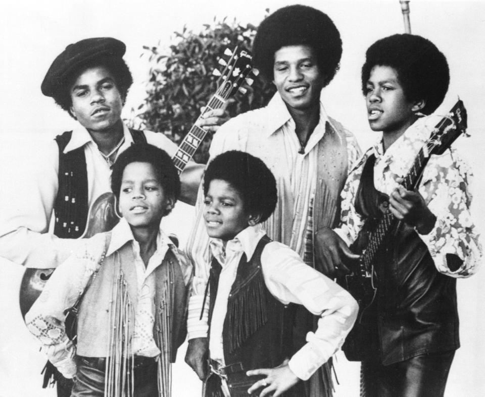 The Jackson 5, Michael Jackson, front right; Marlon Jackson, front left; Tito Jackson, back left; Jackie Jackson, back center; and Jermaine Jackson, back right; (AP)