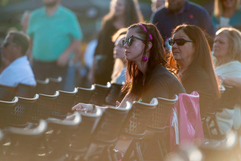 Fans listen to a ribbon cutting ceremony before the start of the KC and The Sunshine Band concert at The Sound Amphitheater in Gautier on Friday, April 12, 2024. The show marks the multi-million dollar venue’s inaugural show. Hannah Ruhoff/Sun Herald