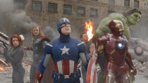 <b>Mark VII:</b> <br>Stark's most recent suit is the bulked-up, three-color armor he used for the final battle against Loki and the Chitauri army in "The Avengers." Writer/director Joss Whedon told <a href="http://www.empireonline.com/news/story.asp?NID=33372" rel="nofollow noopener" target="_blank" data-ylk="slk:Empire Magazine;elm:context_link;itc:0;sec:content-canvas" class="link ">Empire Magazine</a> that he insisted that Tony's suit go back to the circular light in the chest. He said, "I'm a classicist. The circle has meaning, the triangle does not."<br><br> "Iron Man 3" will open on May 3, 2013.