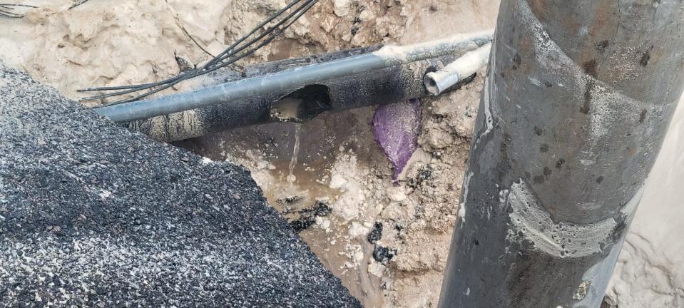 Daytona Beach city officials say a crew installing fiber optic cable for Metronet punched a hole in a reclaimed water line at the intersection of Nova Road and Bellevue Avenue on Feb. 16.