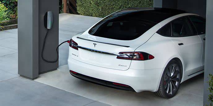 tesla model s ev charging electric car