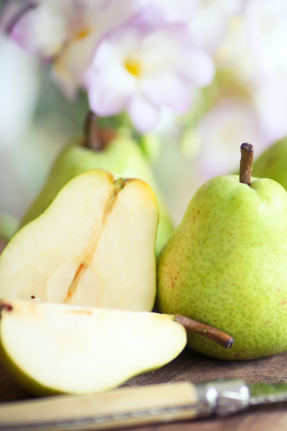 <p>Talk about serious hunger-fighting powers: pears come in at only 102 calories a pop, but a single <a rel="nofollow noopener" href="https://www.womansday.com/food-recipes/food-drinks/g2470/fruit-salad-recipe/" target="_blank" data-ylk="slk:piece of fruit;elm:context_link;itc:0;sec:content-canvas" class="link ">piece of fruit</a> is loaded with 6 grams of filling fiber that will keep your stomach from growling between meals.</p>