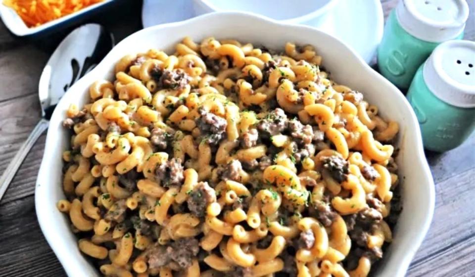 <p>Krista Marshall</p><p>This will take you back to your childhood without the box.</p><p><strong>Get the recipe: <a href="https://parade.com/1170816/kristamarshall/homemade-hamburger-helper-with-take-you-back-to-your-childhood-but-without-the-box/" rel="nofollow noopener" target="_blank" data-ylk="slk:Homemade Hamburger Helper;elm:context_link;itc:0;sec:content-canvas" class="link ">Homemade Hamburger Helper</a></strong></p>